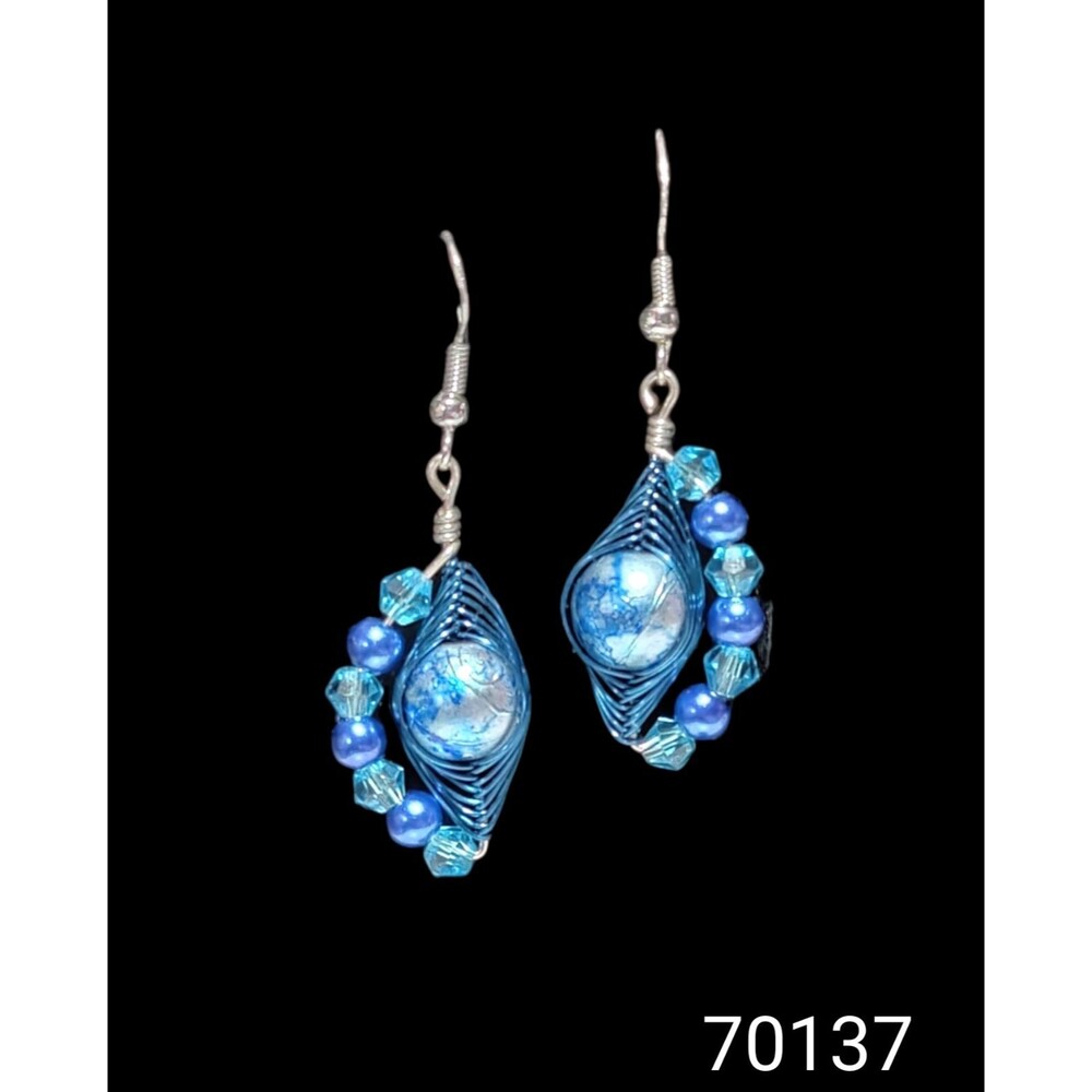 Amazing Blue Pearl & Jewel Earrings